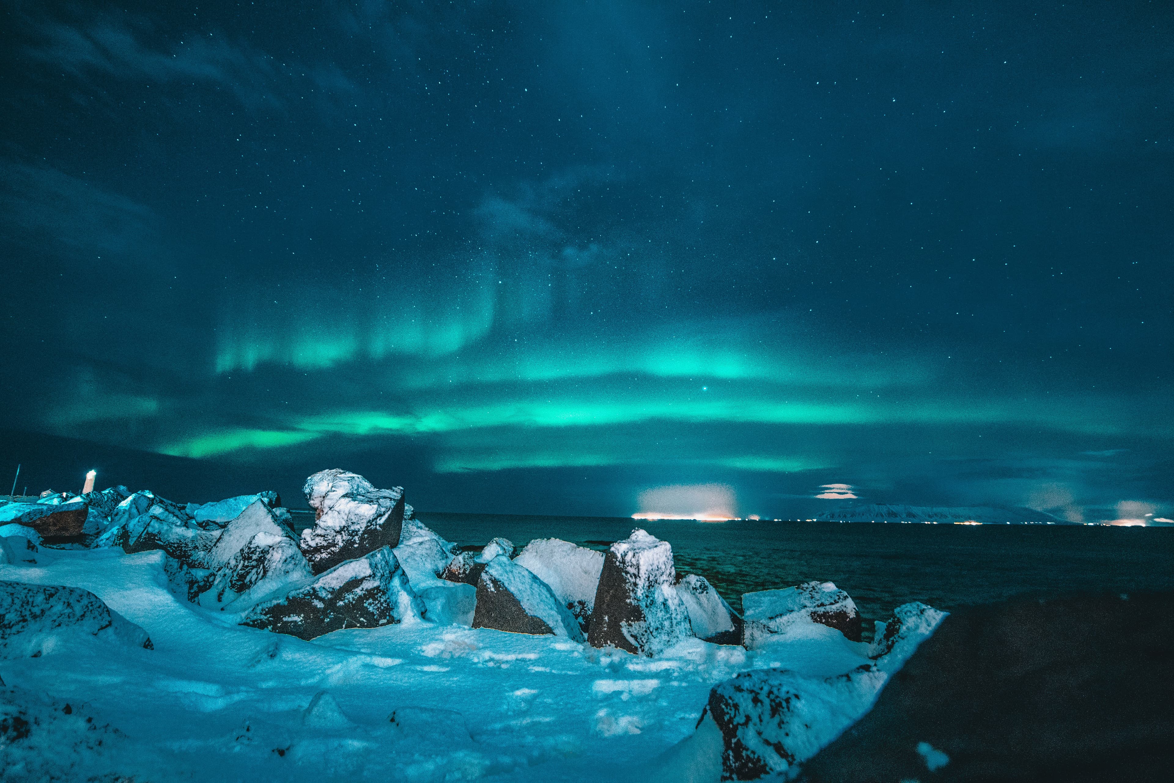 Aurores Boreales sur la mer